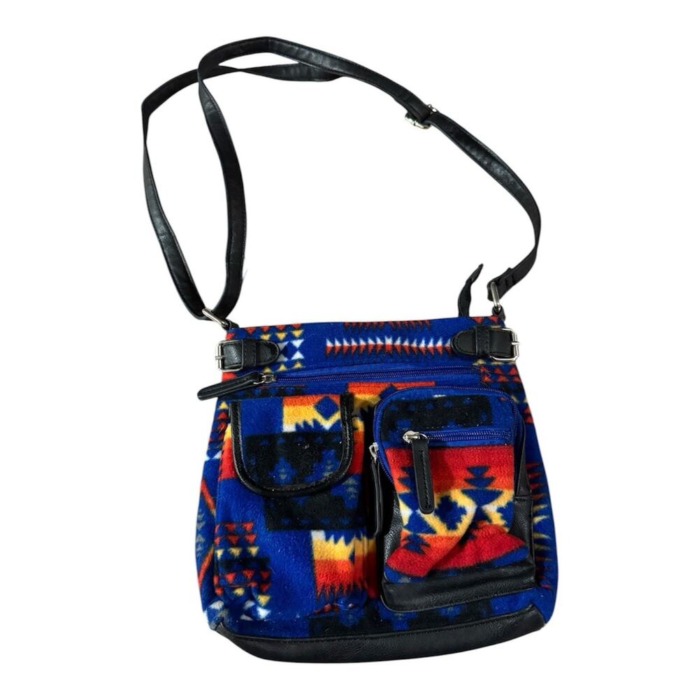 Southwestern Aztec Crossbody Bag Blue Orange Tribal Blanket Purse Boho Western